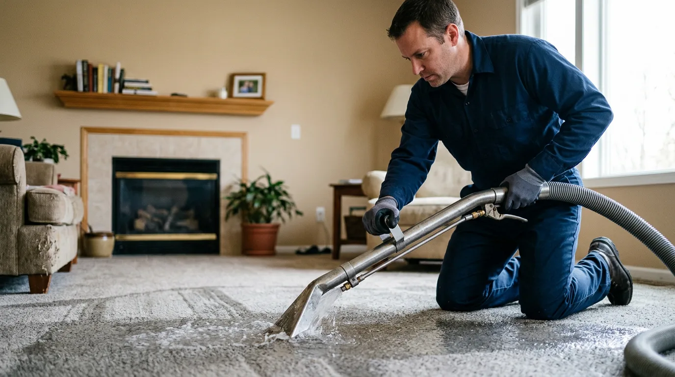 Water damage restoration technician working near Greenlawn, NY